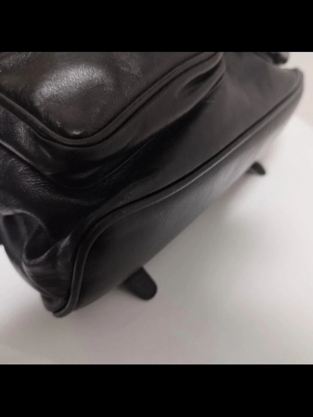 Gucci Black Leather Backpack with Bamboo Handle